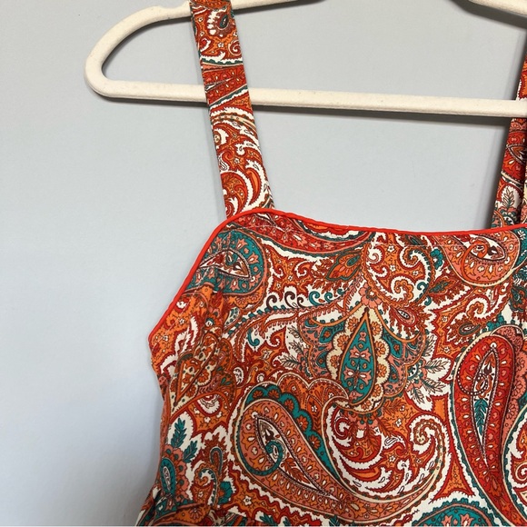 Band of the free Paisley Maxi Dress | Orange, Aqua & White | Size XS | Women - Picture 3 of 9